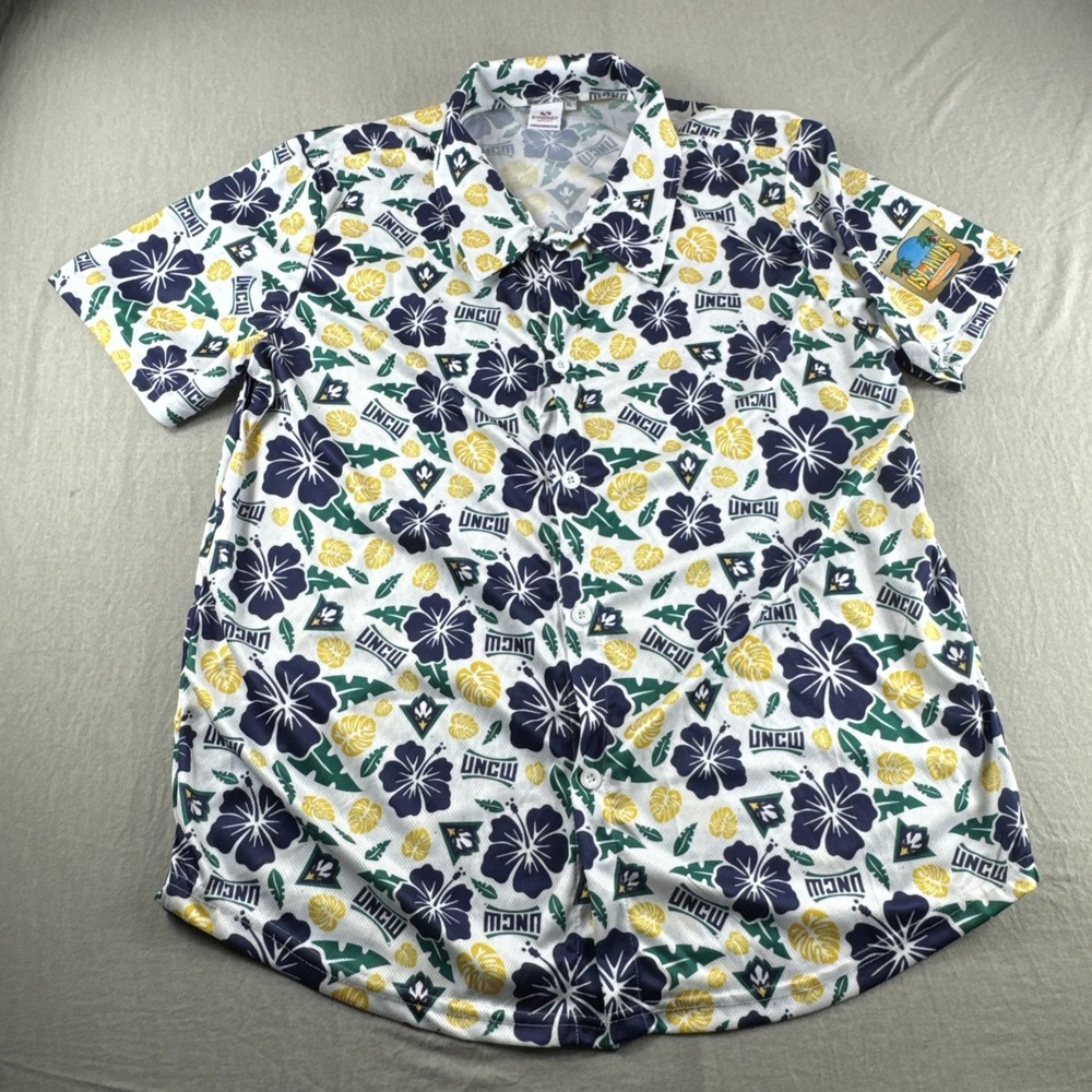 UNCW Seahawks Hawaiian Shirt Size XL Floral University North Carolina Wilmington - Picture 2 of 8